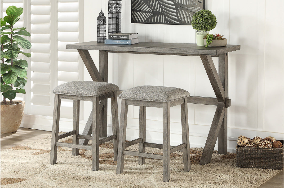 3 Piece Pub Set with Barstools - Counter Height Grey  MZ-5724-32