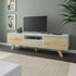 TV Stand, 63" wide Entertainment Unit, White and Brown Oak  - JL Brooklyn WTV
