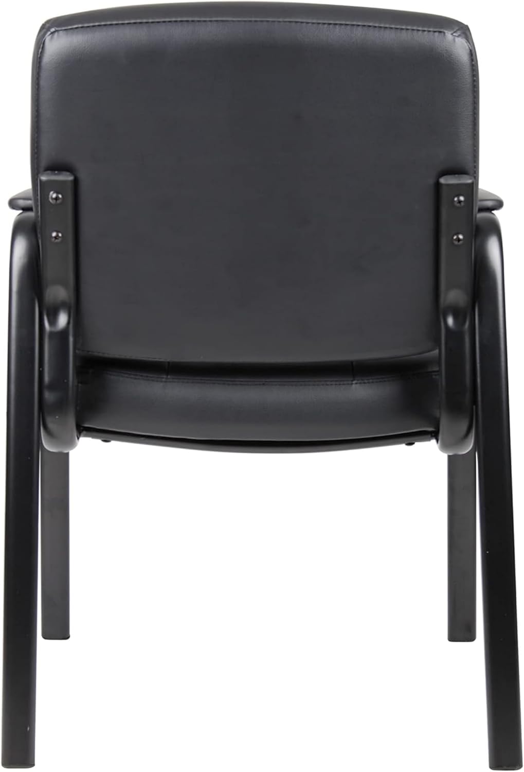 JL-1018 Chair, Soft Black Faux Leather Seat and Back, Black Metal Frame