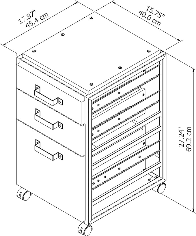 JL 3-DRAWER MOBILE FILE CABINET, INDUSTRIAL STYLE - JL Filing