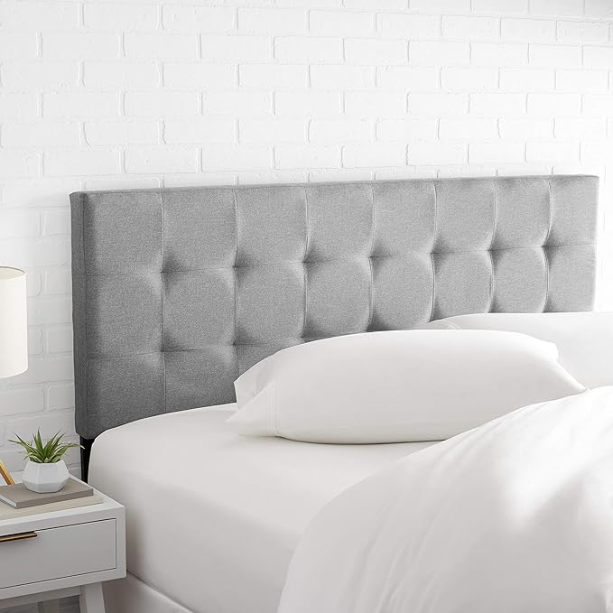 JL  Queen Headboard, Grey, Fabric, Metal Legs, Adjustable Height