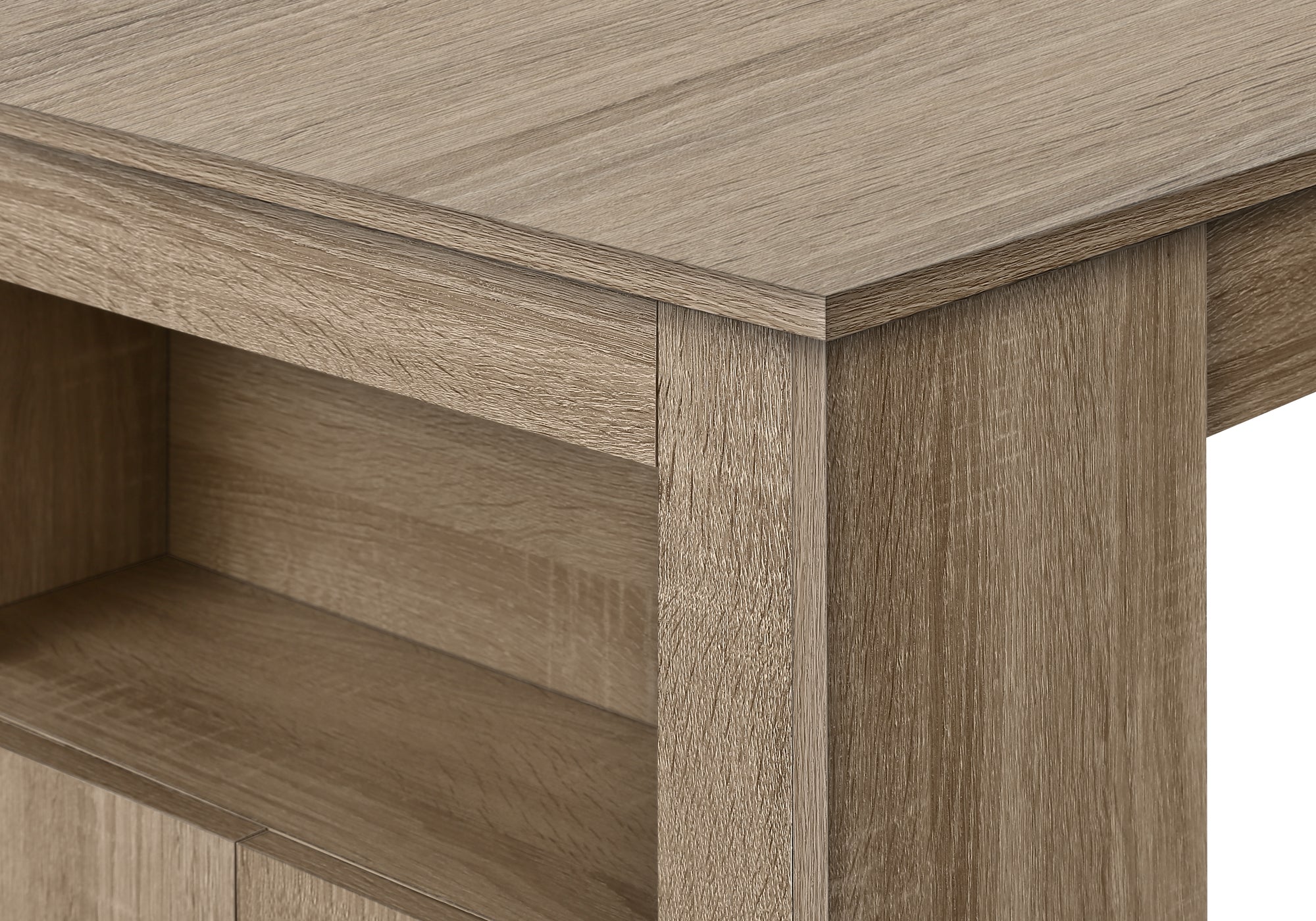 MN-671203    Dining Table, 48" Rectangular, Counter Height, Kitchen, Small, Storage, Brown Laminate, Contemporary, Modern