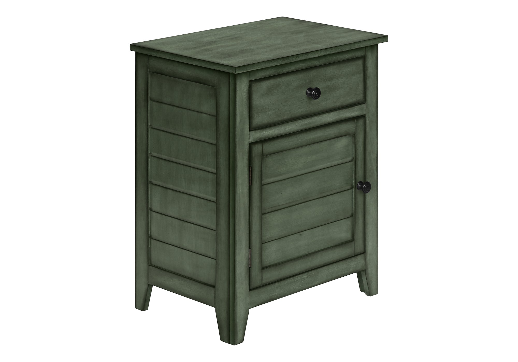 MN-593948    Accent Table, Nightstand, Storage Drawer, End, Side Table, Bedroom, Lamp, Storage, Antique Green Veneer, Transitional