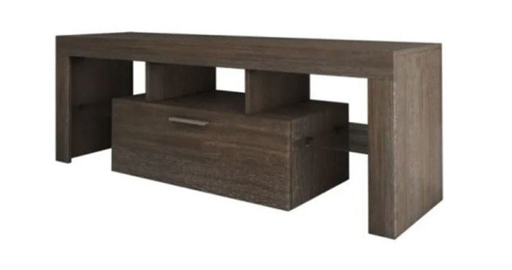TV Stand, Brown with LED Backlight, and Glass Shelf - JL Small TV