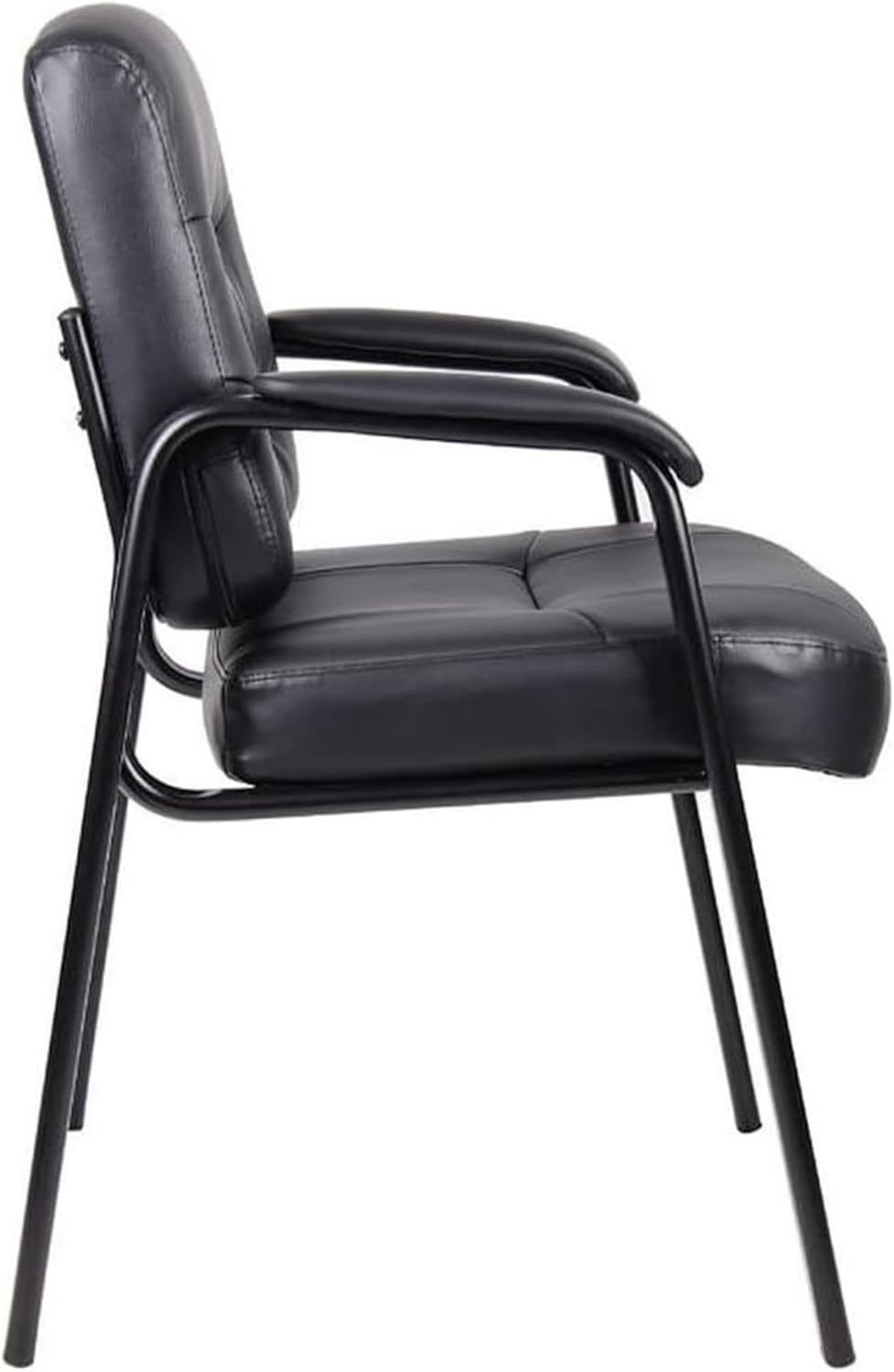 JL-1018 Chair, Soft Black Faux Leather Seat and Back, Black Metal Frame