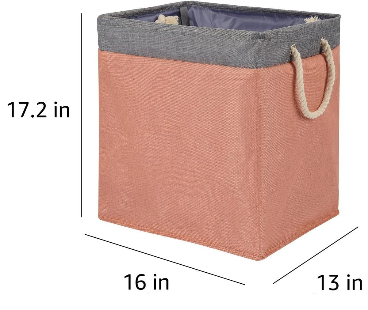 JL Fabric Laundry Hamper, Salmon and Grey Colour