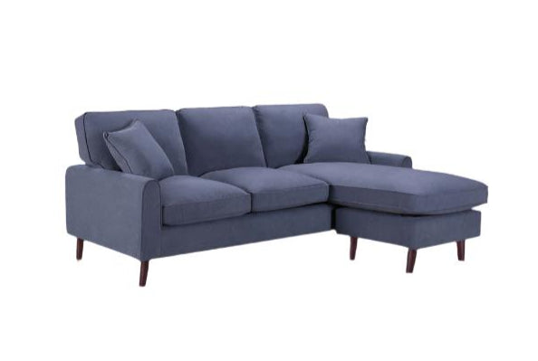 BOL "MONA" Grey Sectional Sofa, 77" Wide, Velvet, Reversible Chaise