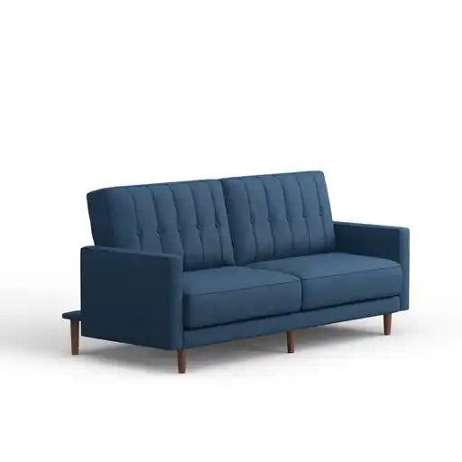 "CYRIS" Klick Klack, 81" Wide, Navy Blue Fabric, Split Back, Button Tufting