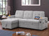 "CHASE" Sectional Sofa, Light Grey, 83" Wide, Pullout Bed, Storage Compartments in Armrests and Chaise, Reversible, USB Charging