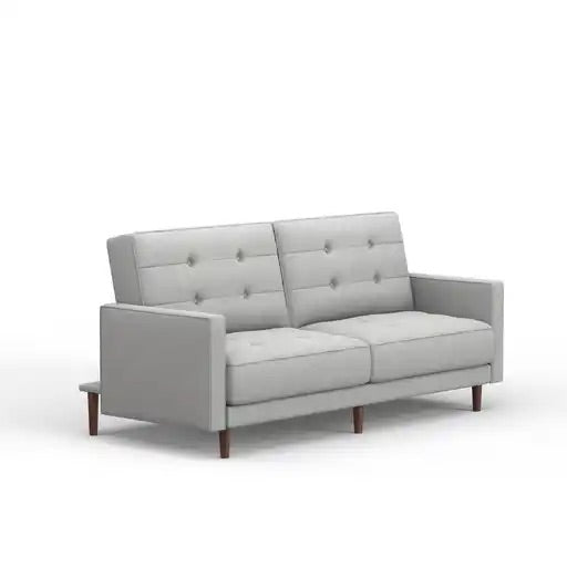 "CYRIS" Klick Klack, 81" Wide, Futon, Light Grey Fabric, Split Back, Button Tufting