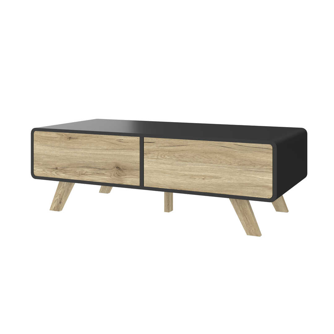 JL Brooklyn BCT Coffee Table, 48" Black and Brown Oak