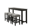 MZ-5389 Pub Set, 4Pc, 3 Barstools, Counter Height, Grey Stools, Black Wood, USB Charging Ports