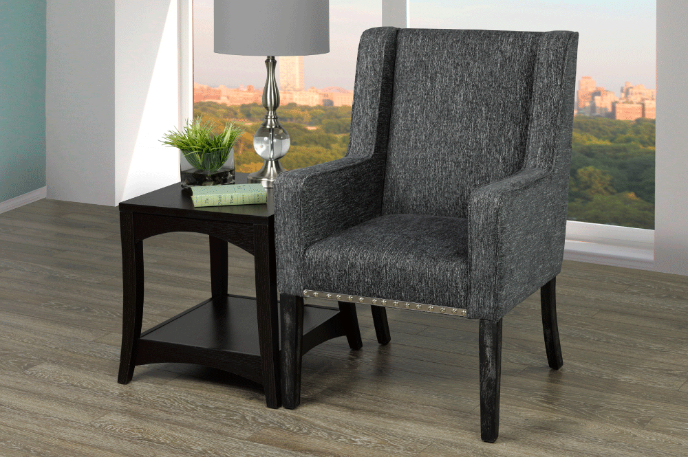 Accent Chair - Linen Grey Fabric  TUS-420