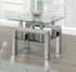 3 Pc Coffee Table Set with Chrome Base and Glass Top + Shelf  IF-2049