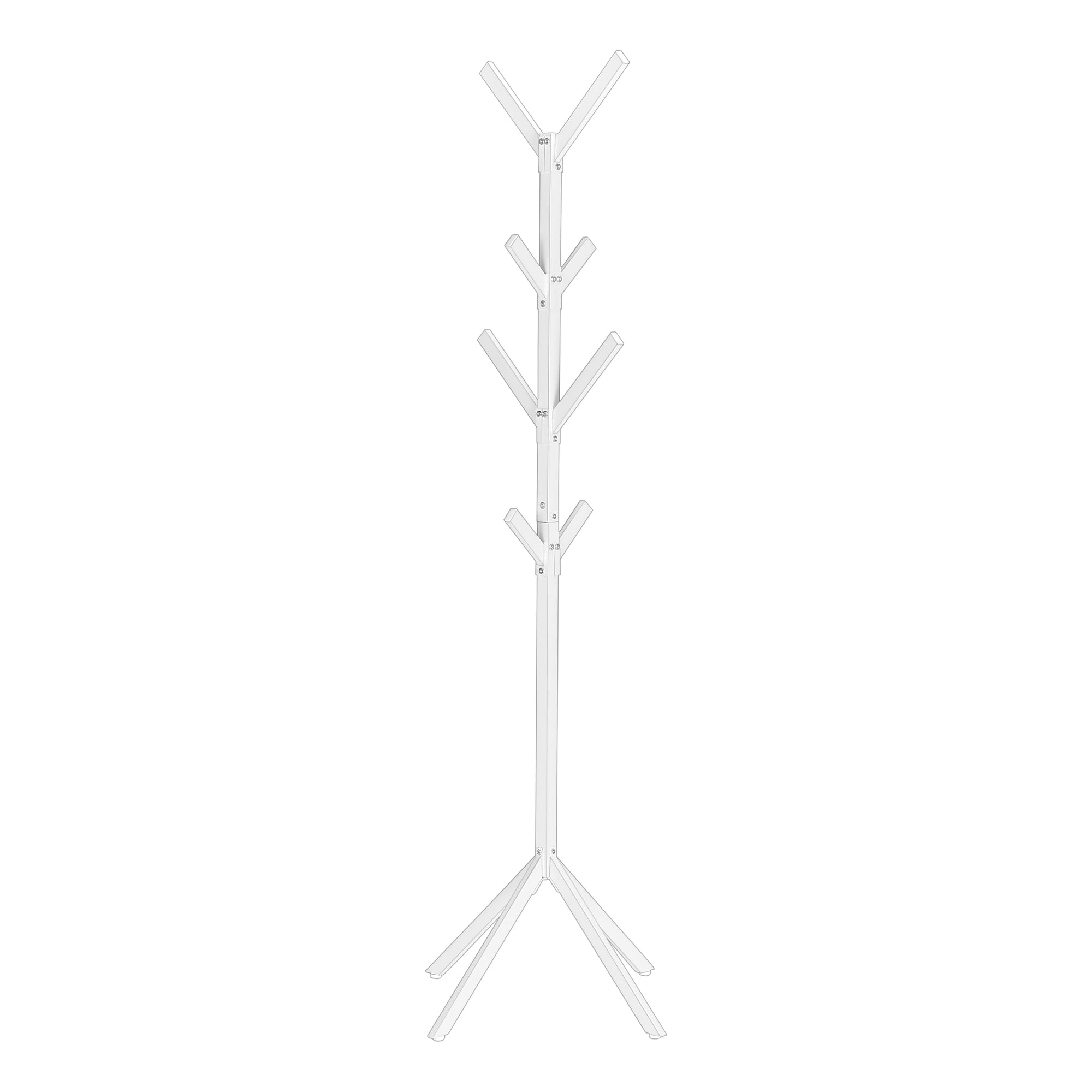 MN-722059    Coat Rack, Hall Tree, Free Standing, 8 Hooks, Entryway, 70"H, Metal, White, Contemporary, Modern