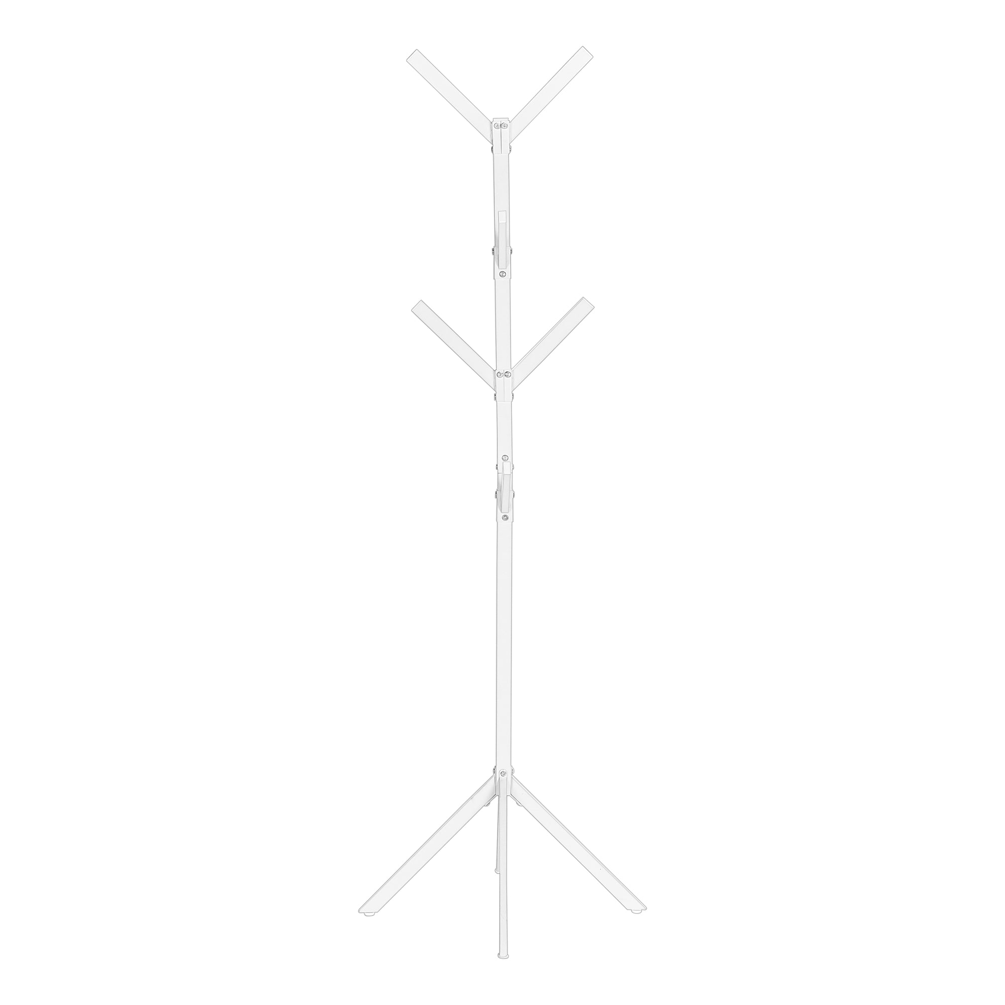 MN-722059    Coat Rack, Hall Tree, Free Standing, 8 Hooks, Entryway, 70"H, Metal, White, Contemporary, Modern
