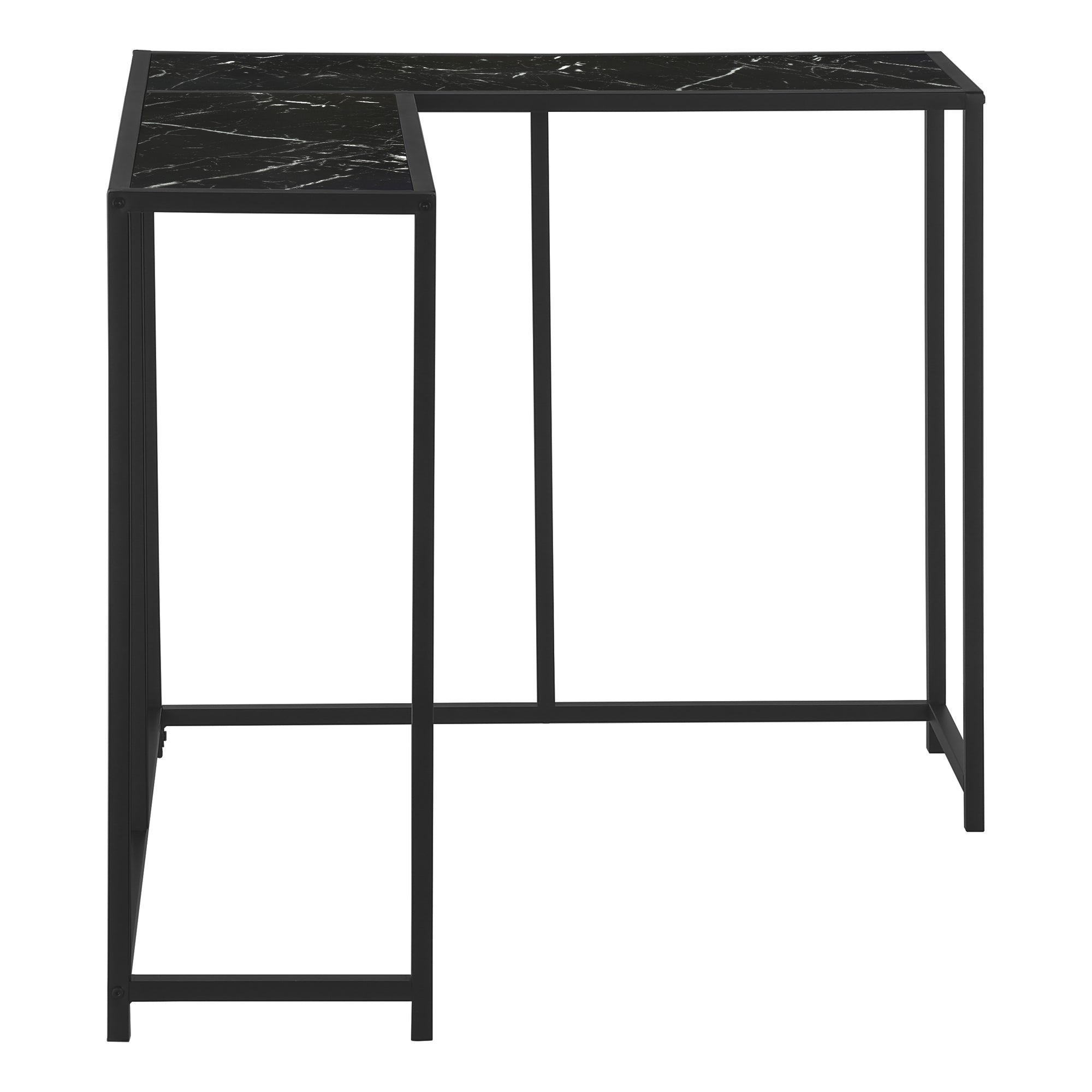 MN-312158    Accent Table, Console, Entryway, Narrow, Corner, Living Room, Bedroom, Metal Frame, Laminate, Black Marble-Look, Black, Contemporary, Modern