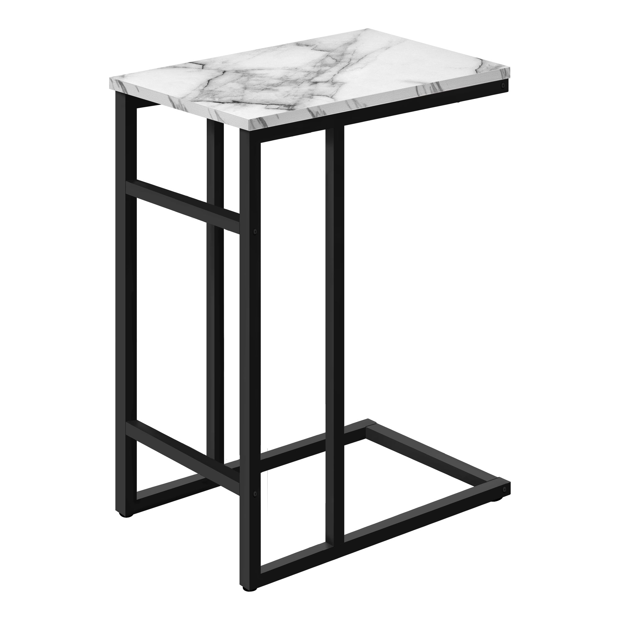 MN-402173    Accent Table - 24"H, White Marble, Black Metal