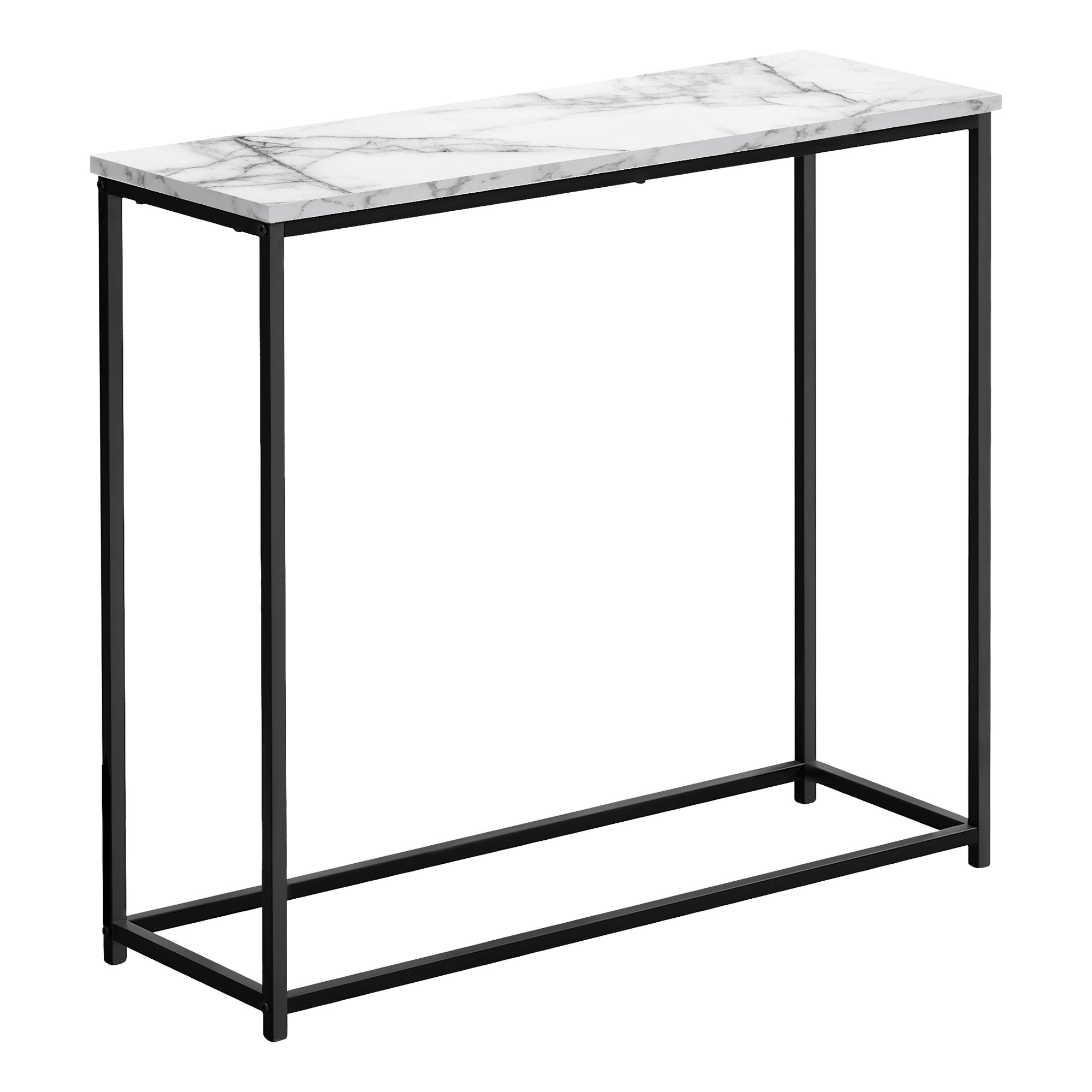 MN-662255    Accent Table - 32"L / White Marble / Black Metal Console