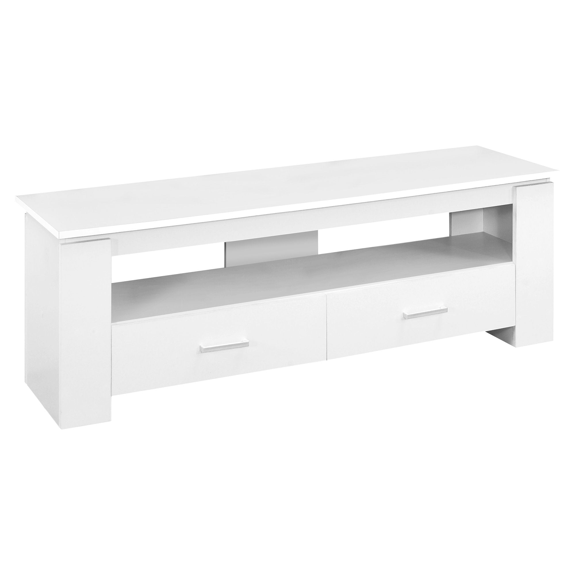 MN-752601    Tv Stand, 48 Inch, Console, Media Entertainment Center, Storage Cabinet, Living Room, Bedroom, Laminate, White, Contemporary, Modern