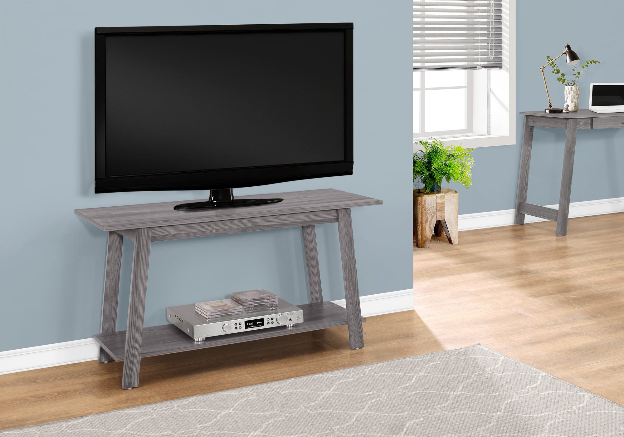 MN-132737    Tv Stand, 42 Inch, Console, Media Entertainment Center, Storage Cabinet, Living Room, Bedroom, Laminate, Grey, Contemporary, Modern