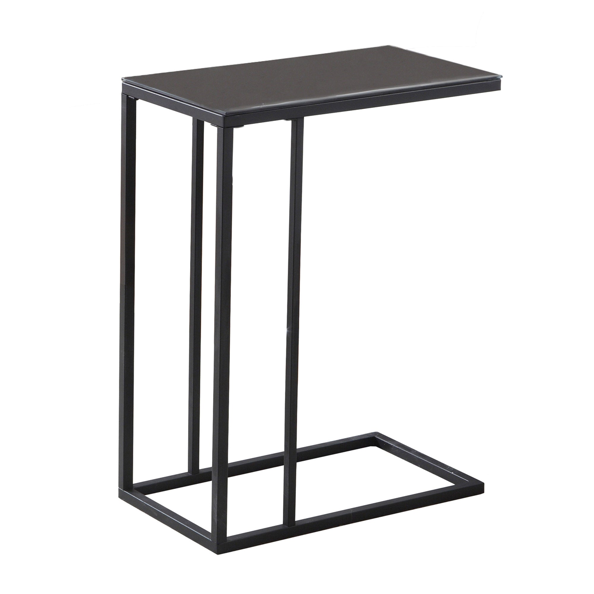 MN-173087    Accent Table, C-Shaped, End, Side, Snack, Living Room, Bedroom, Metal Legs, Laminate, Black, Black Tinted, Contemporary, Modern