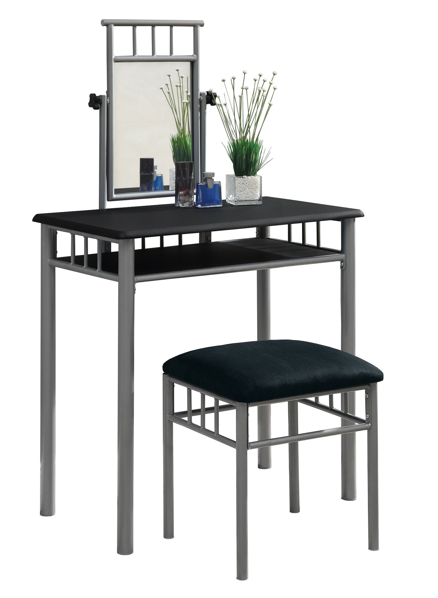 MN-213092    Vanity Set, Set Of 2, Makeup Table, Oranizer, Dressing Table, Bedroom, Metal, Fabric, Black, Contemporary, Modern