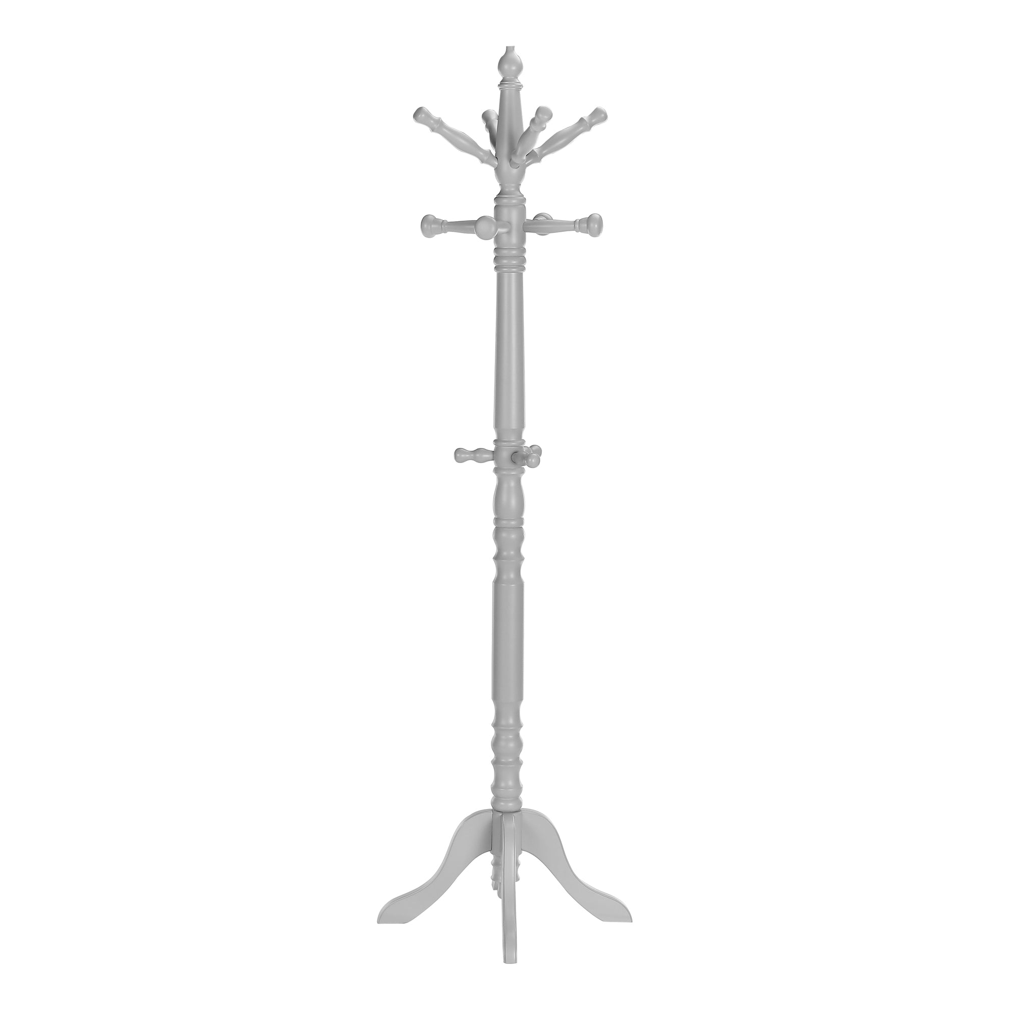 MN-583179    Coat Rack, Hall Tree, Free Standing, 11 Hooks, Entryway, 73"H, Wooden, Grey, Traditional