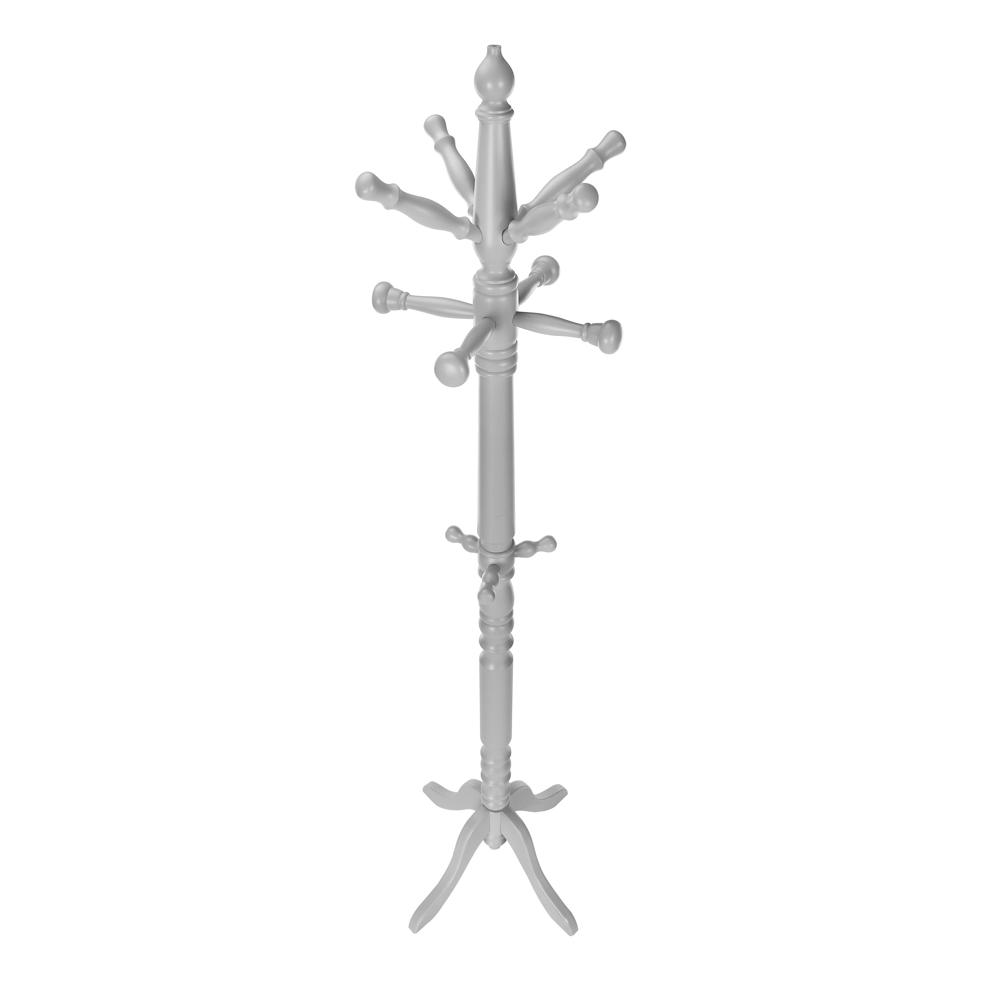 MN-583179    Coat Rack, Hall Tree, Free Standing, 11 Hooks, Entryway, 73"H, Wooden, Grey, Traditional
