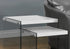 MN-143287    Nesting Table, Set Of 2, Side, End, Tempered Glass, Accent, Living Room, Bedroom, Tempered Glass, Laminate, Glossy White, Clear, Contemporary, Modern