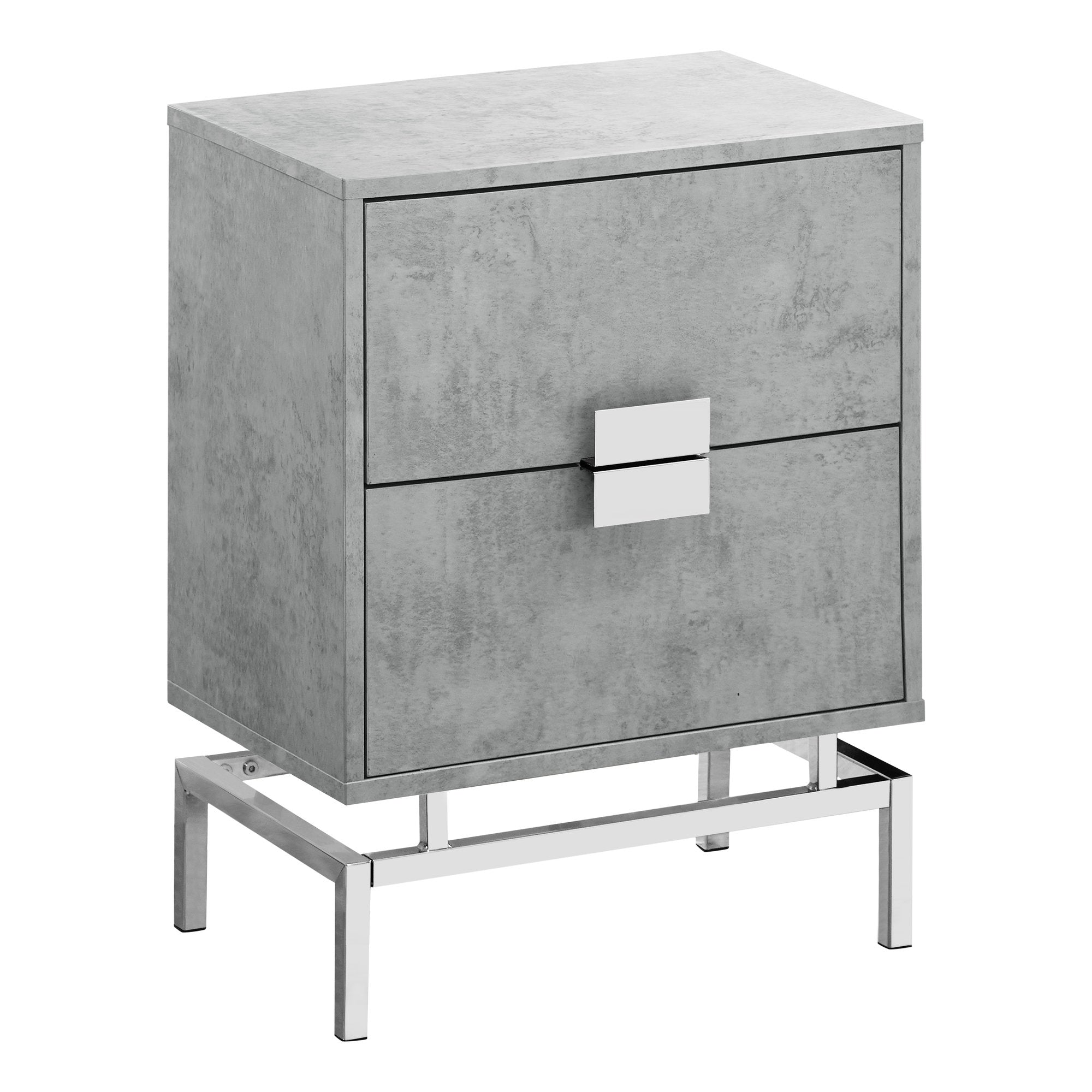 MN-943491    Accent Table, Side, End, Nightstand, Lamp, Living Room, Bedroom, Metal Legs, Laminate, Grey Cement Look, Chrome, Contemporary, Modern