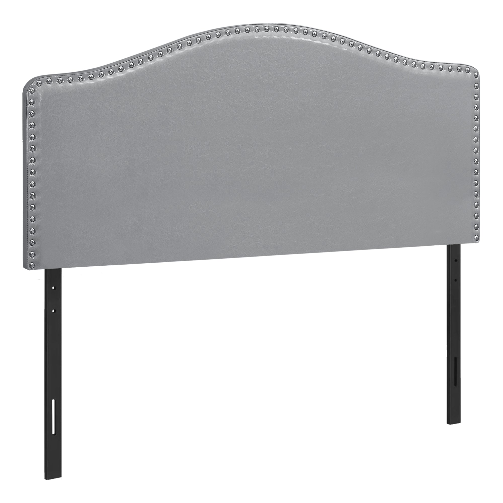 MN-496011F    Headboard, Bedroom, Full Size, Upholstered, Leather Look, Wooden Frame, Grey, Black, Contemporary, Modern