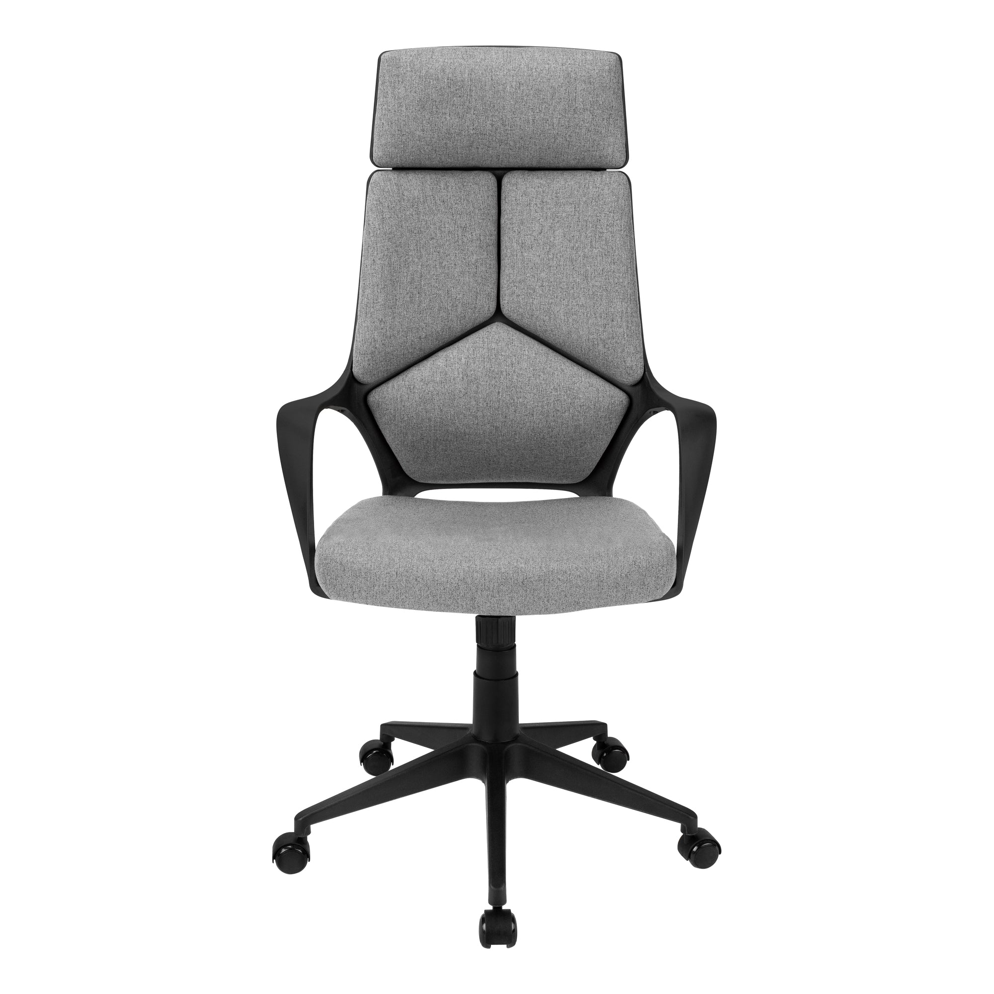 MN-207320    Office Chair, Adjustable Height, Swivel, Ergonomic, Armrests, Computer Desk, Office, Metal Base, Fabric, Black, Grey, White, Contemporary, Modern