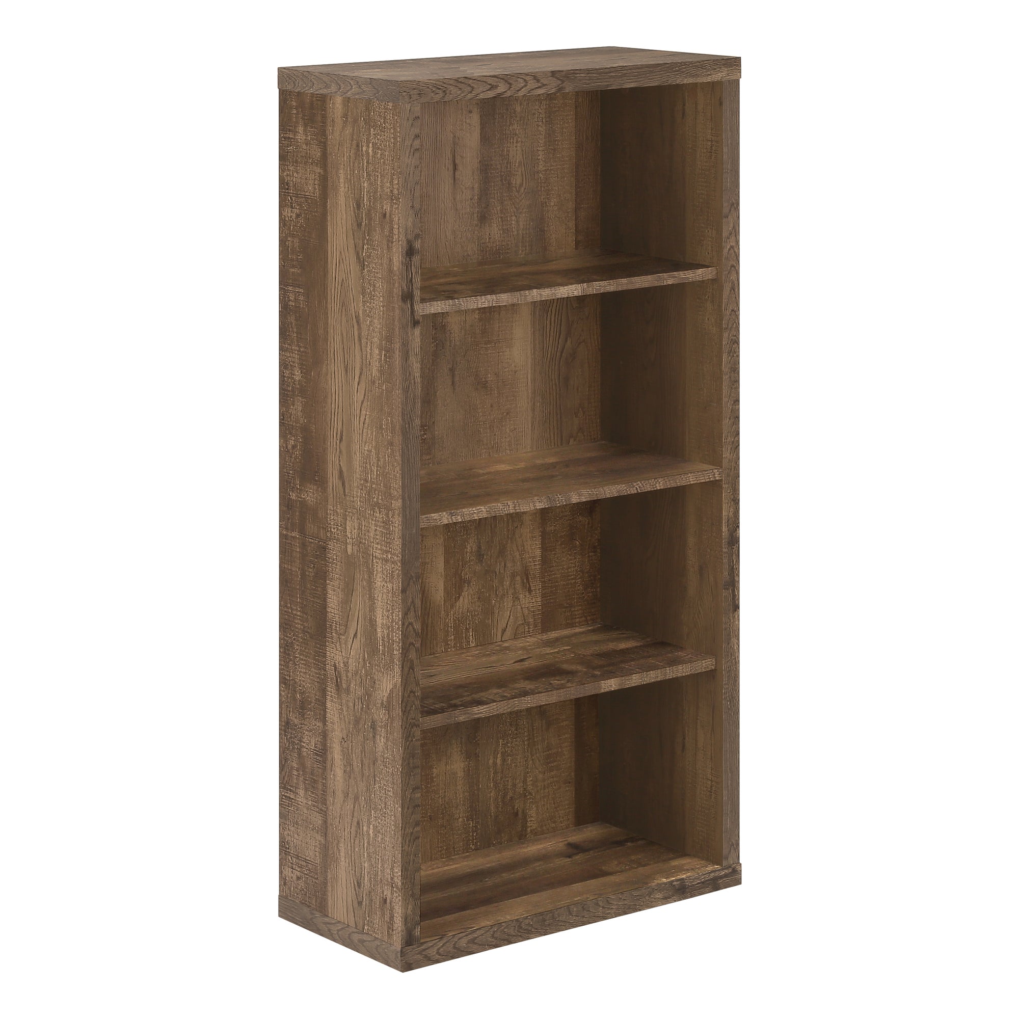 MN-707404    Bookshelf, Bookcase, Etagere, 5 Tier, Office, Bedroom, 48"H, Laminate, Brown Reclaimed Wood Look, Contemporary, Modern