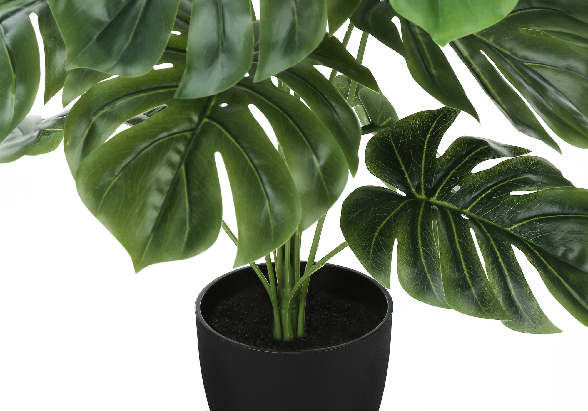 MN-679576    Artificial Plant, 24" Tall, Monstera, Indoor, Faux, Fake, Table, Greenery, Potted, Real Touch, Decorative, Green Leaves, Black Pot