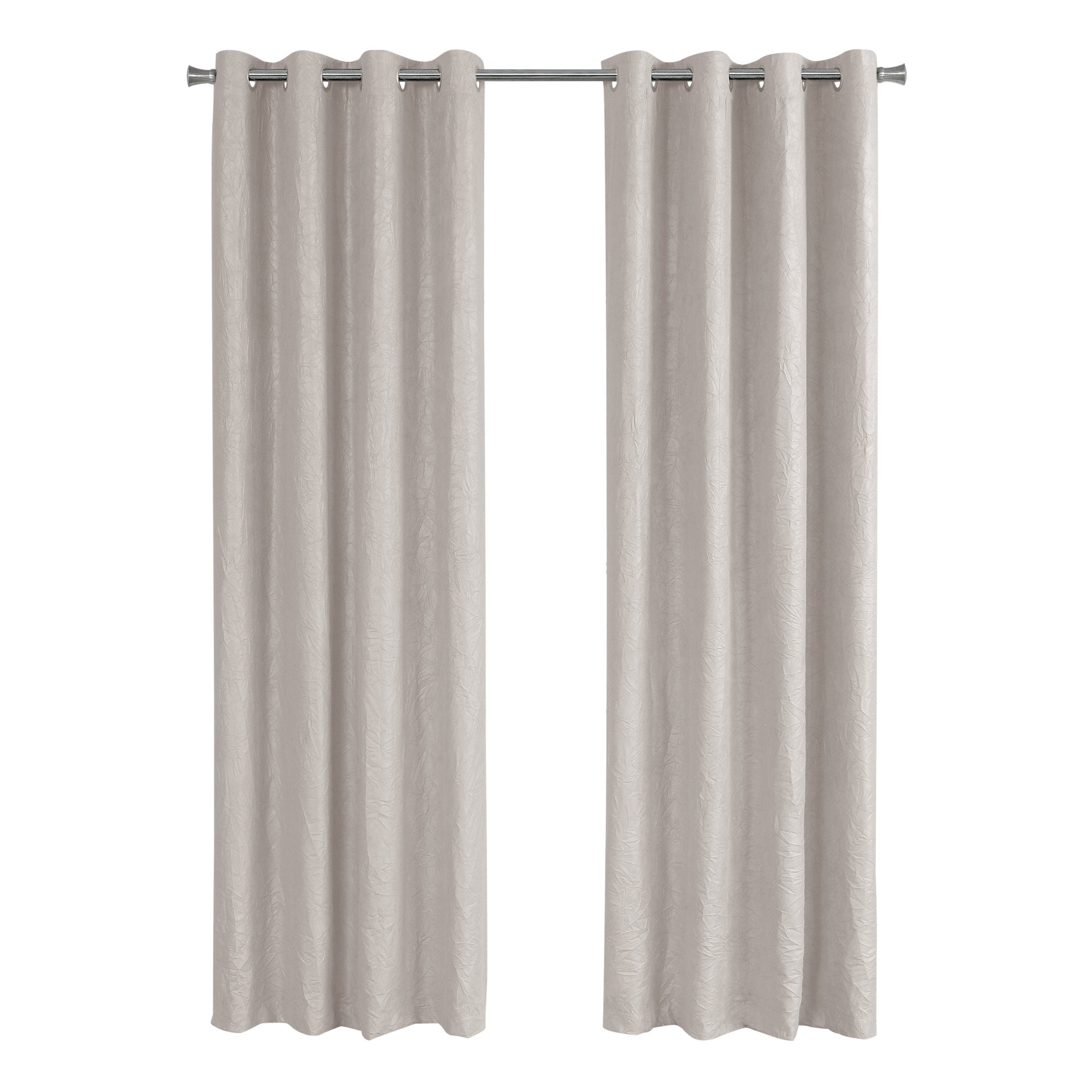 MN-899817    Curtain Panel, 2Pcs Set, 54"W X 84"L, Room Darkening, Grommet, Living Room, Bedroom, Kitchen, Micro Suede, Wrinkled  Finish, Polyester Room Darkening Fabric, Ivory, Contemporary, Modern