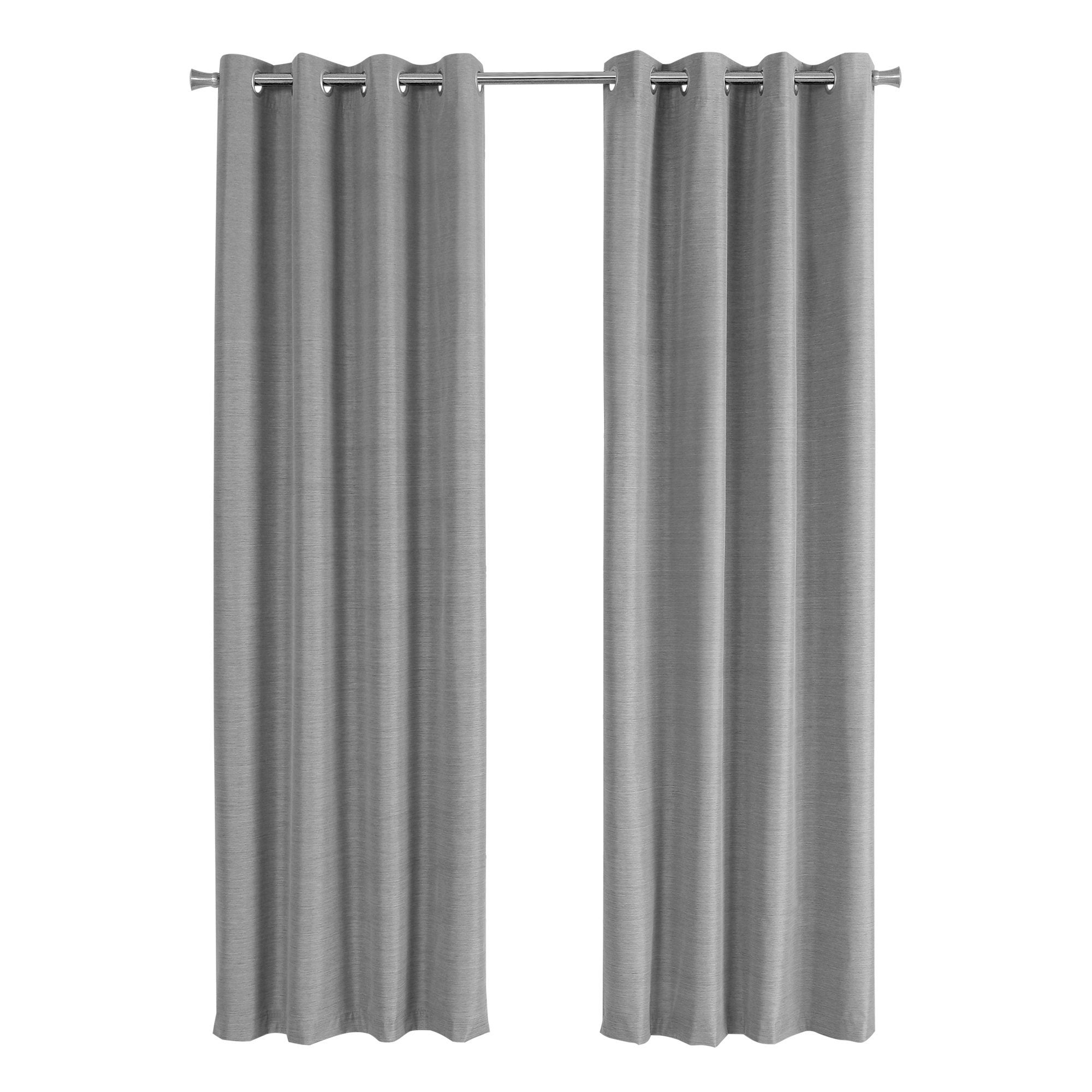 MN-859842    Curtain Panel, 2Pcs Set, 54"W X 95"L, 100% Blackout, Grommet, Living Room, Bedroom, Kitchen, Thermal Insulation Fabric, Polyester Full Light Blocking Fabric, Grey, Contemporary, Modern