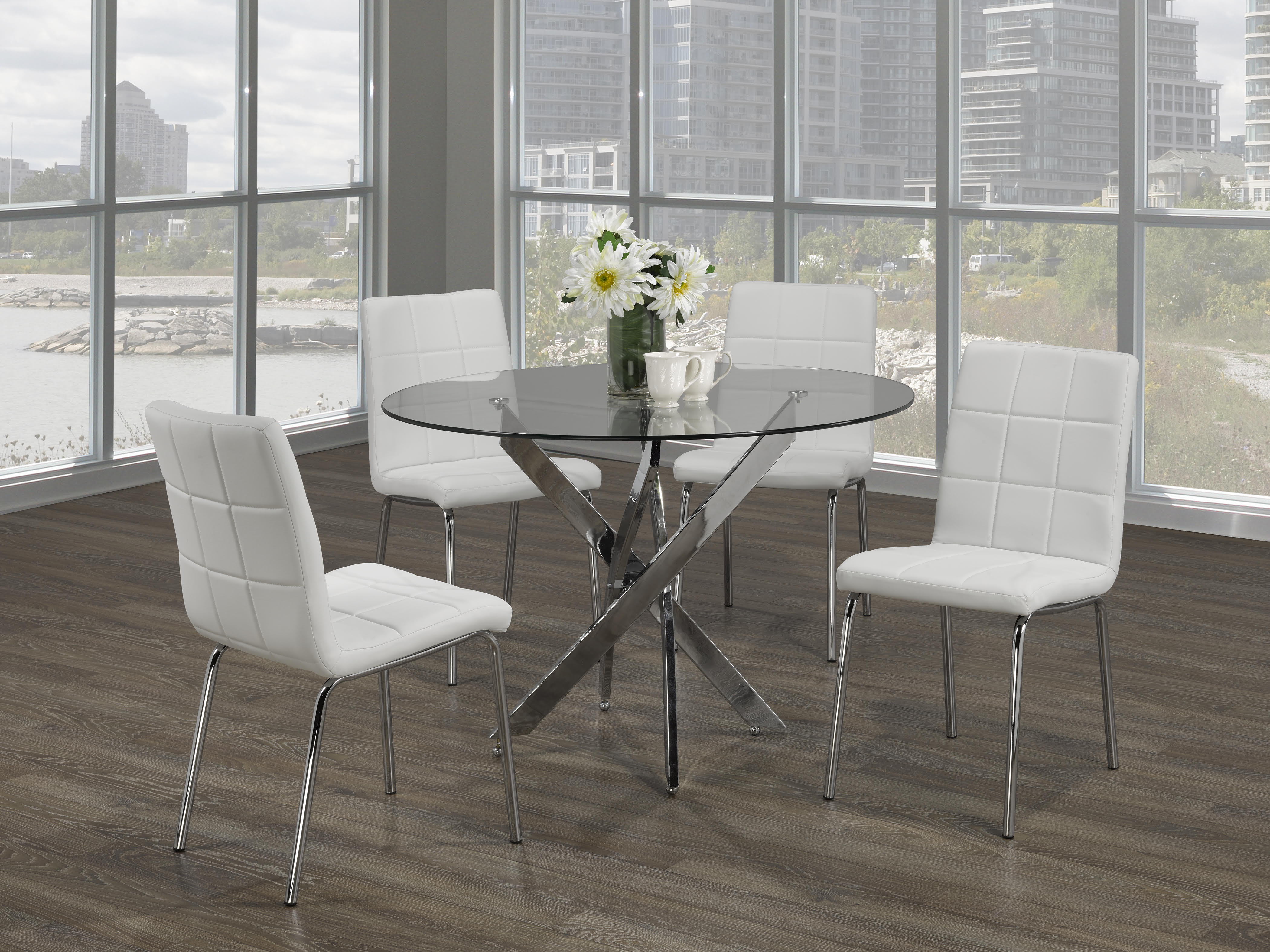 Round Glass And Chrome Dining Table The Range Glass Dining Table