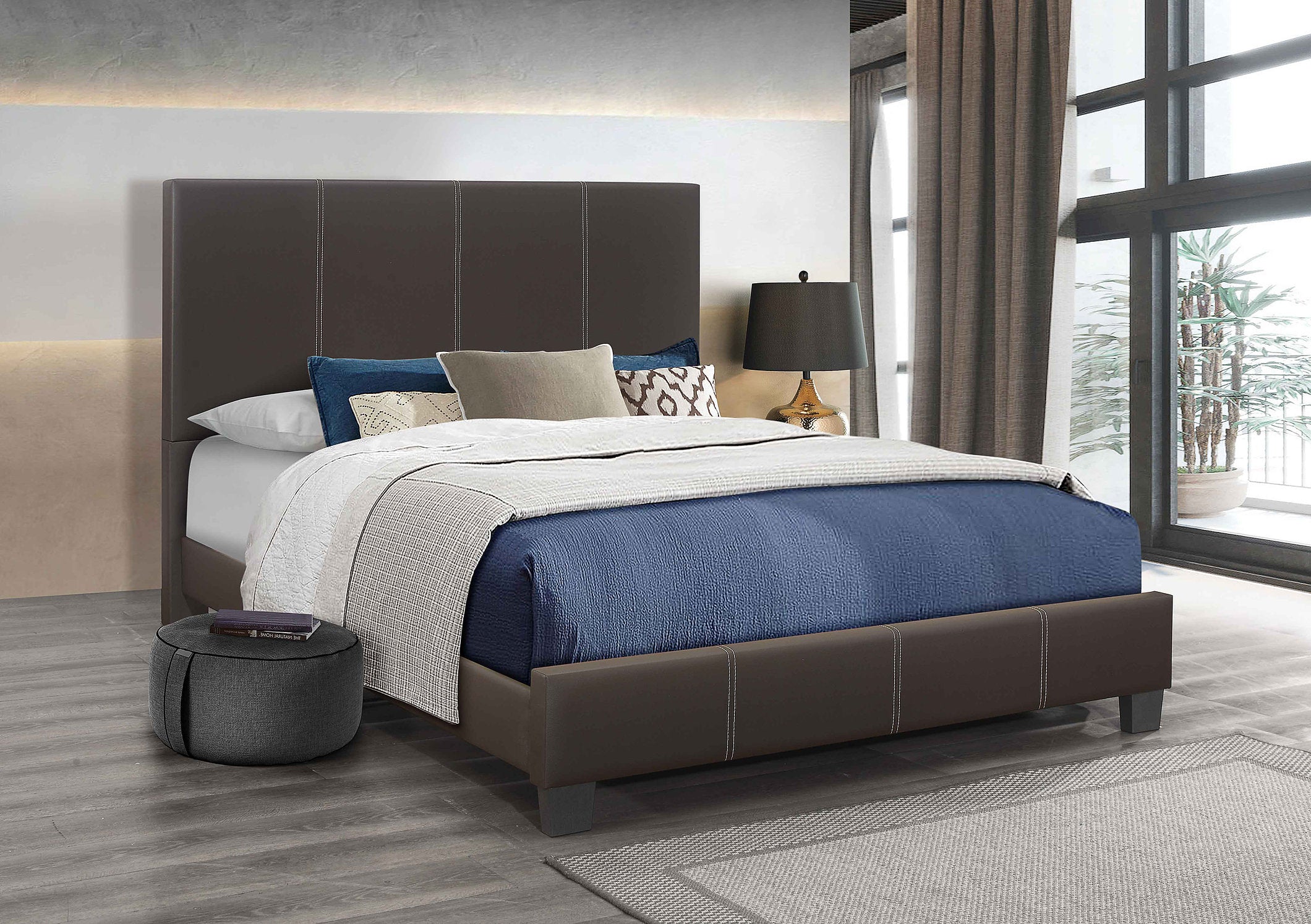 Brown cheap padded headboard