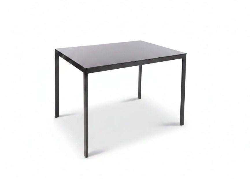 JL  0626BL Dining Table, Black Glass Top, Black Metal Frame, 44" x 30"