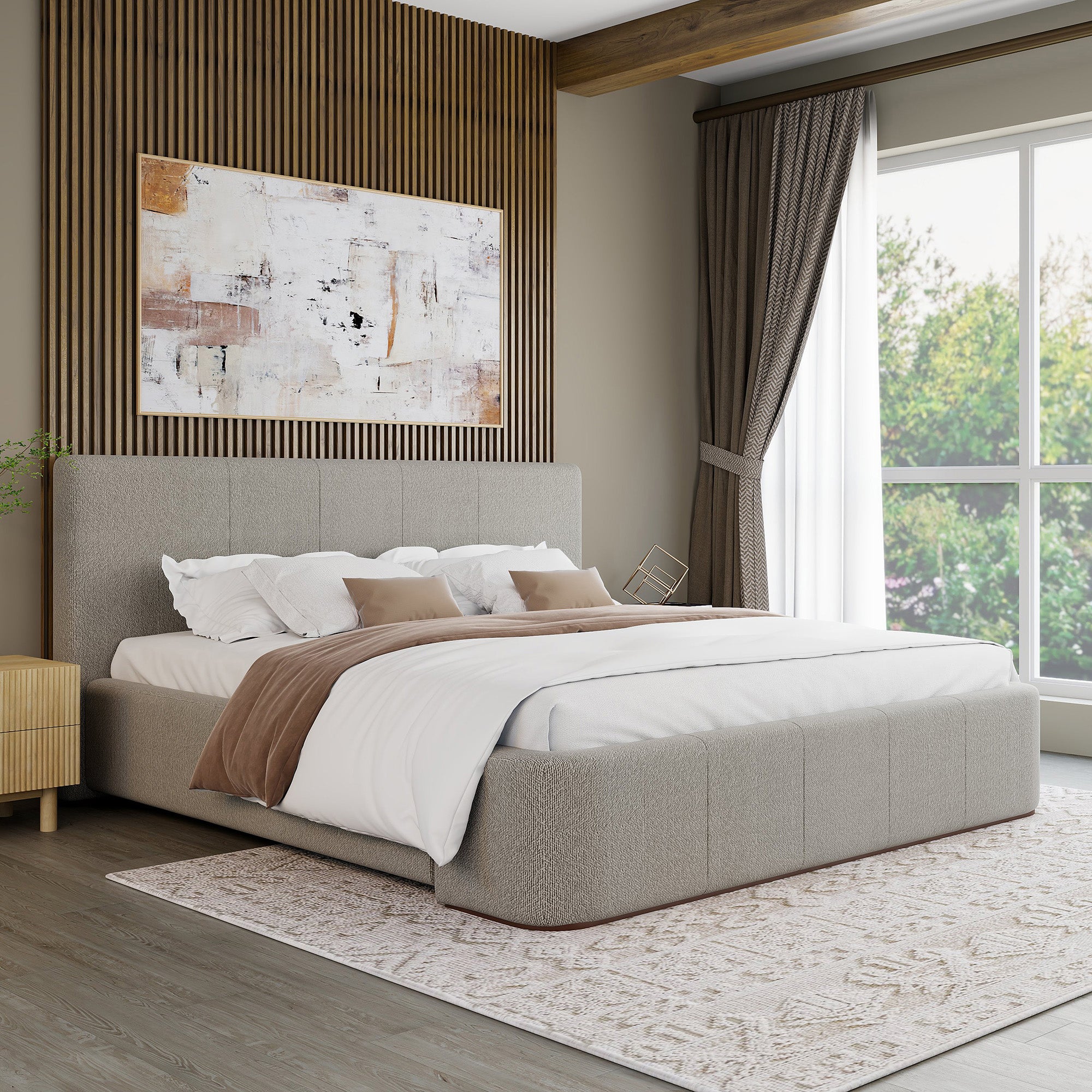 HARROD-78" PLATFORM BED-MUSHROOM