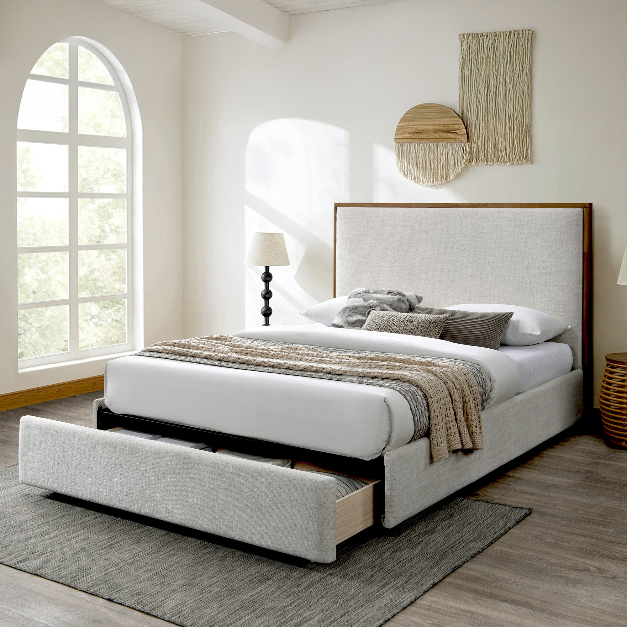 ANDOVER-60" PLATFORM BED w/DRAWER-OAT