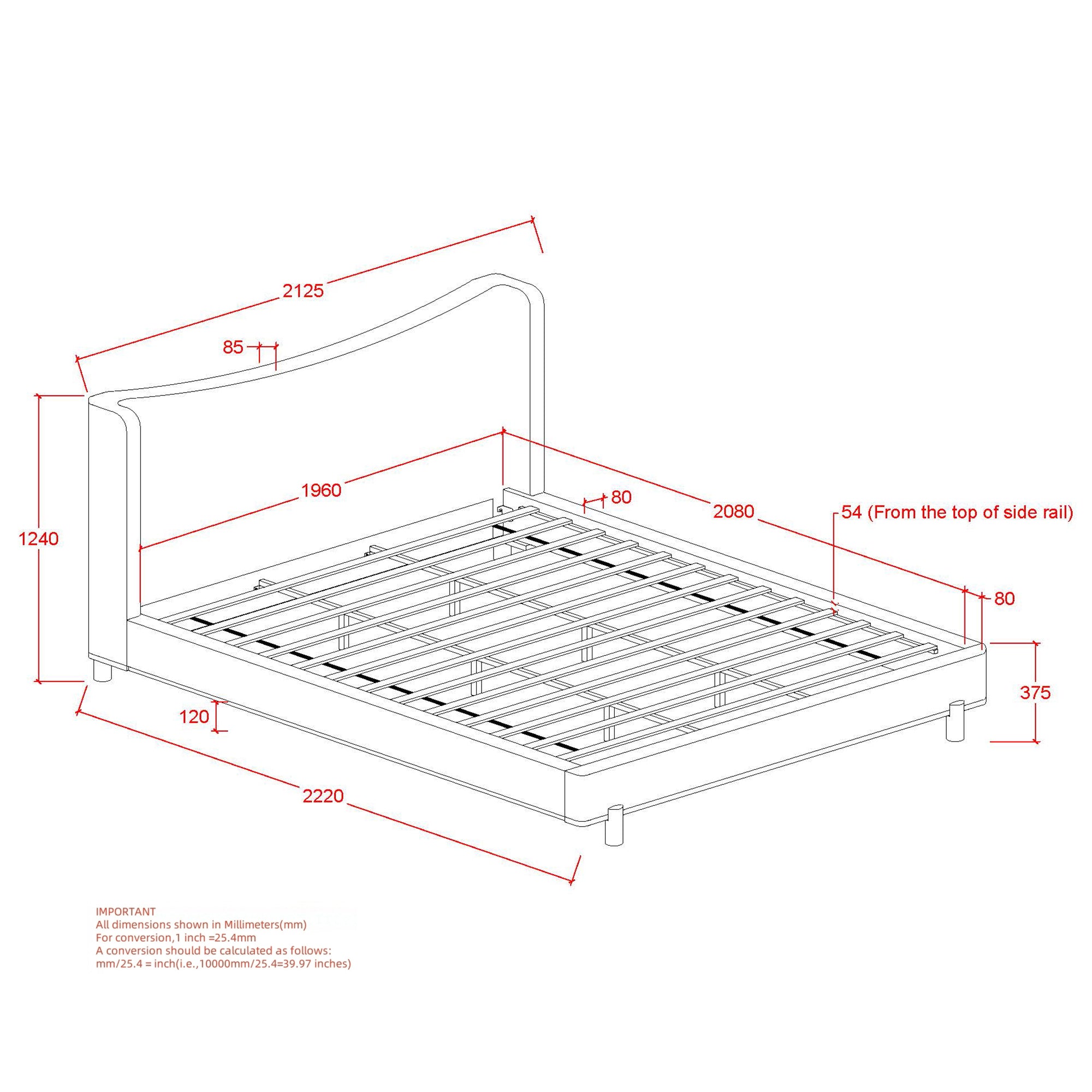 ISADORA-78" PLATFORM BED-DARK BEIGE
