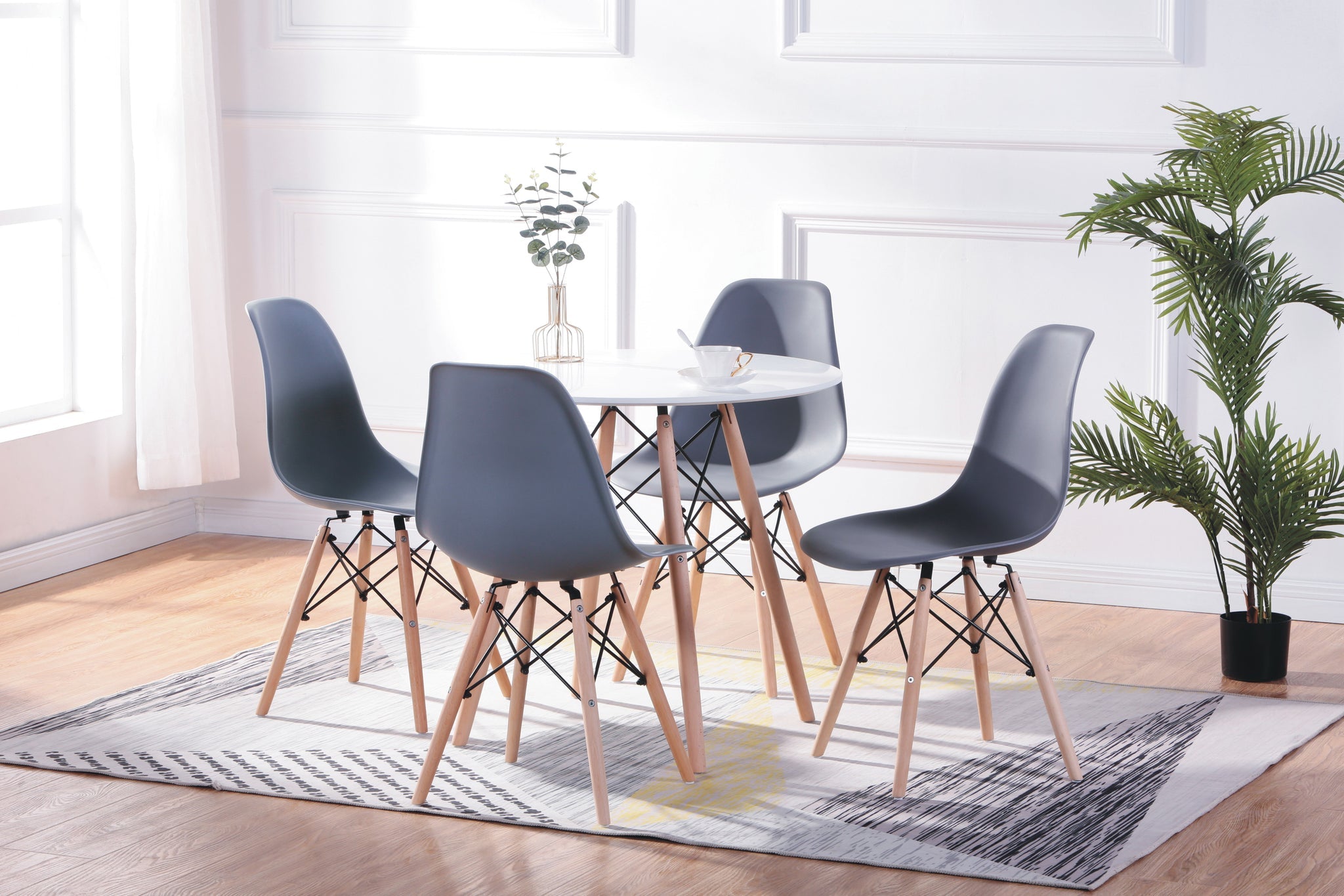 T-1405 | C-1423 - 5Pc Eiffel 32" Table Set and 4 Grey Chairs