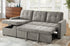 Sectional Sofa with Pull-Out Bed in Grey Linen Fabric - TUS 1245