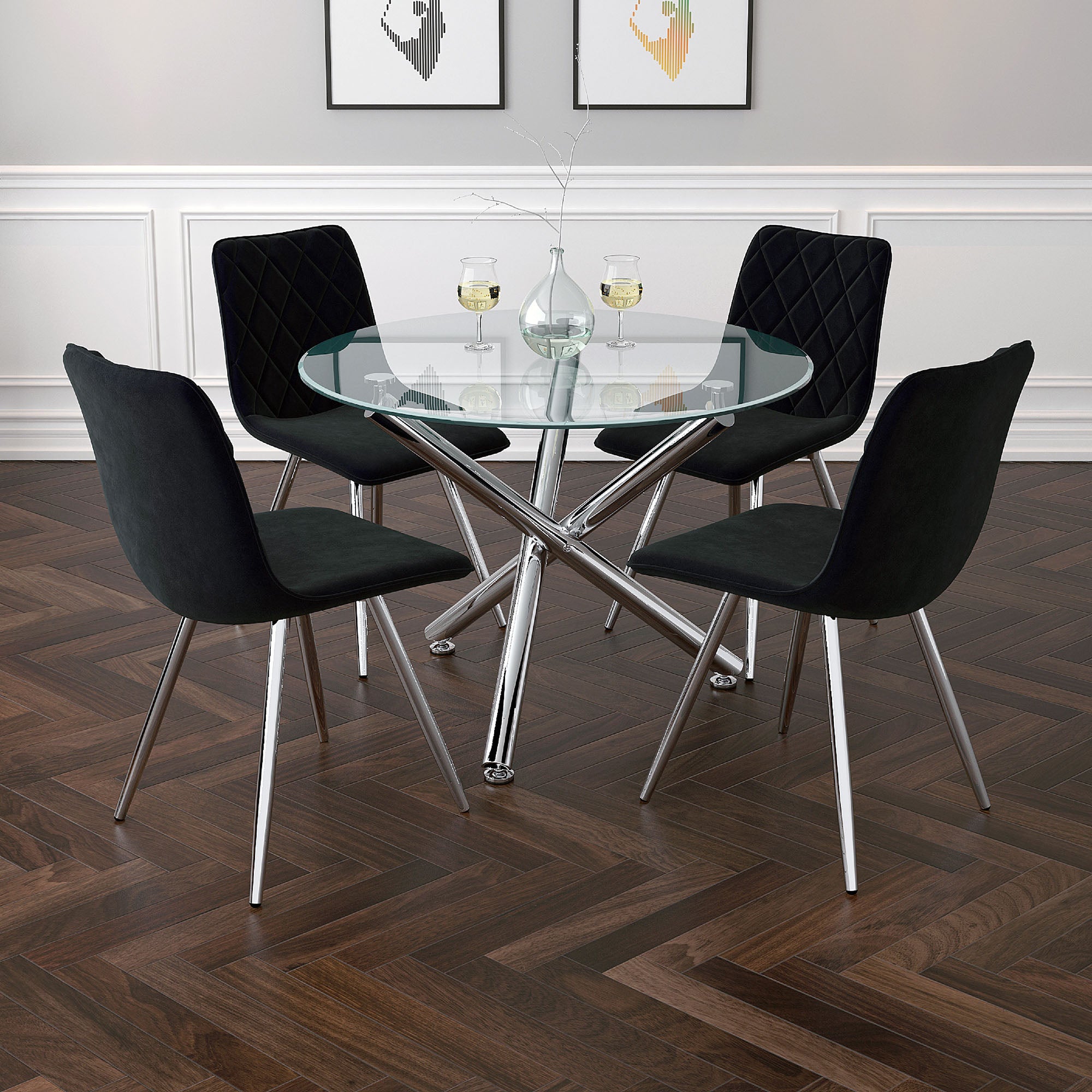 SOLARA II-DINING TABLE, 40"dia-CHROME