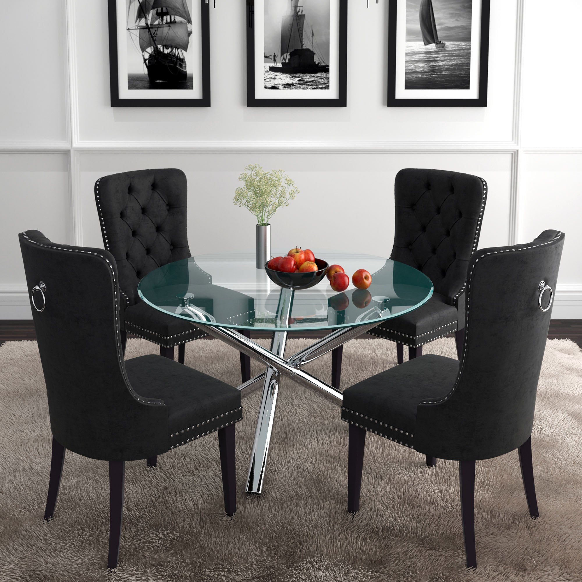SOLARA II-DINING TABLE, 40"dia-CHROME