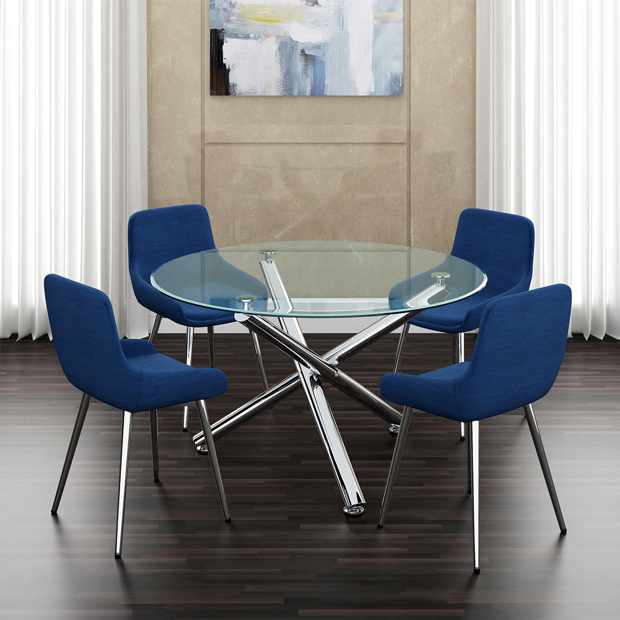 SOLARA II-DINING TABLE, 40"dia-CHROME