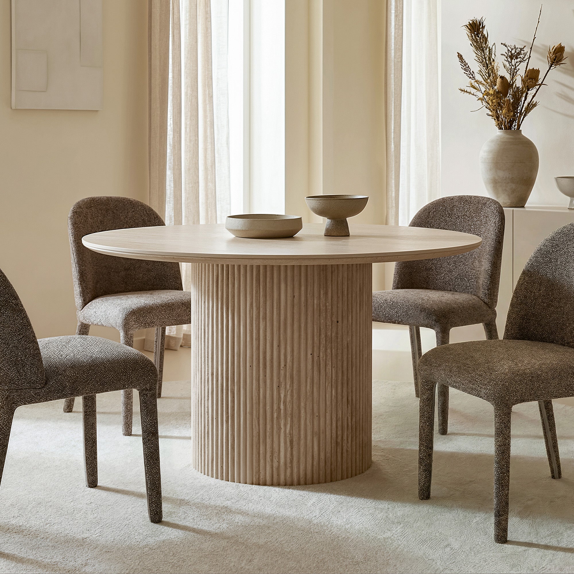THALIA-47" ROUND DINING TABLE-IVORY