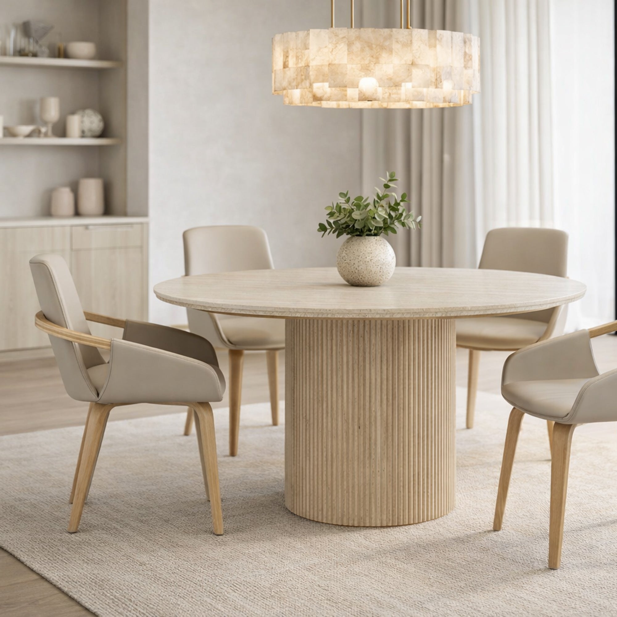 THALIA-47" ROUND DINING TABLE-IVORY